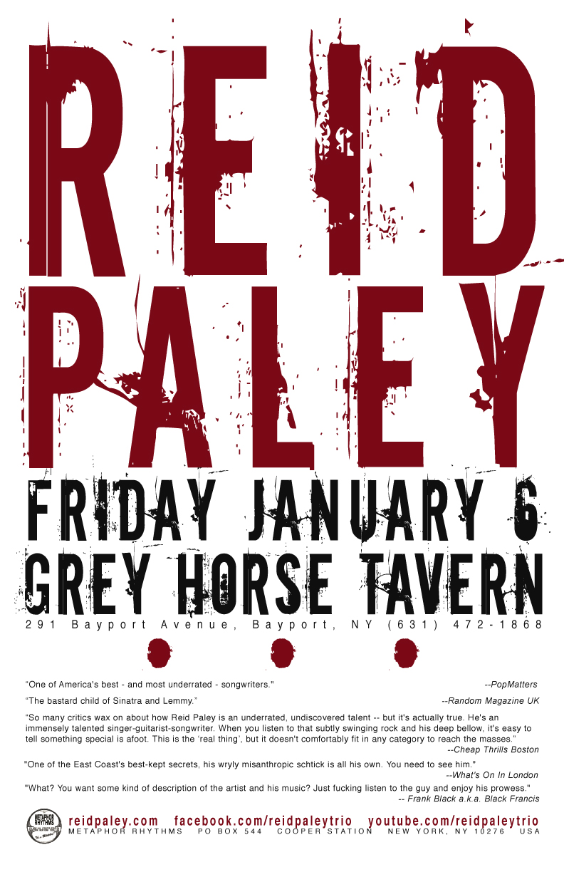 REID PALEY TRIO at the Grey Horse Tavern - Friday January 6, 2012
