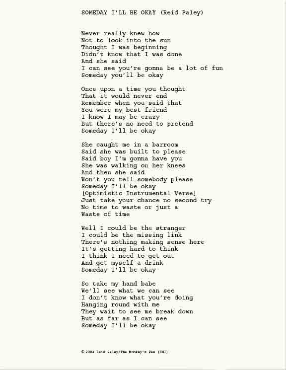 REID PALEY TRIO - Someday I'll Be Okay