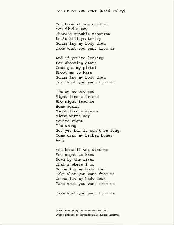 REID PALEY - Take What You Want