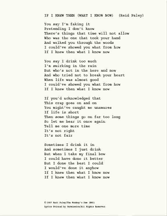 REID PALEY - If I Knew Then (What I Know Now)