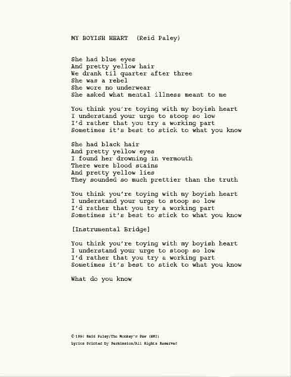 REID PALEY - My Boyish Heart