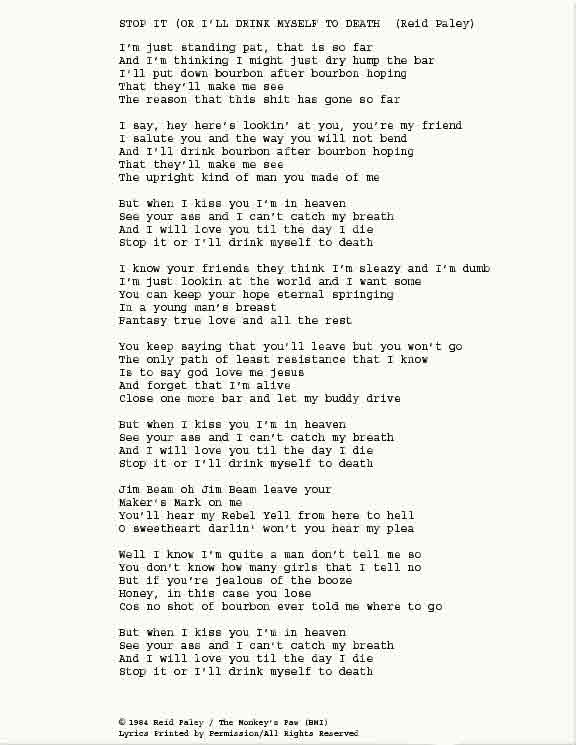 REID PALEY - Stop It (Or I'll Drink Myself To Death)
